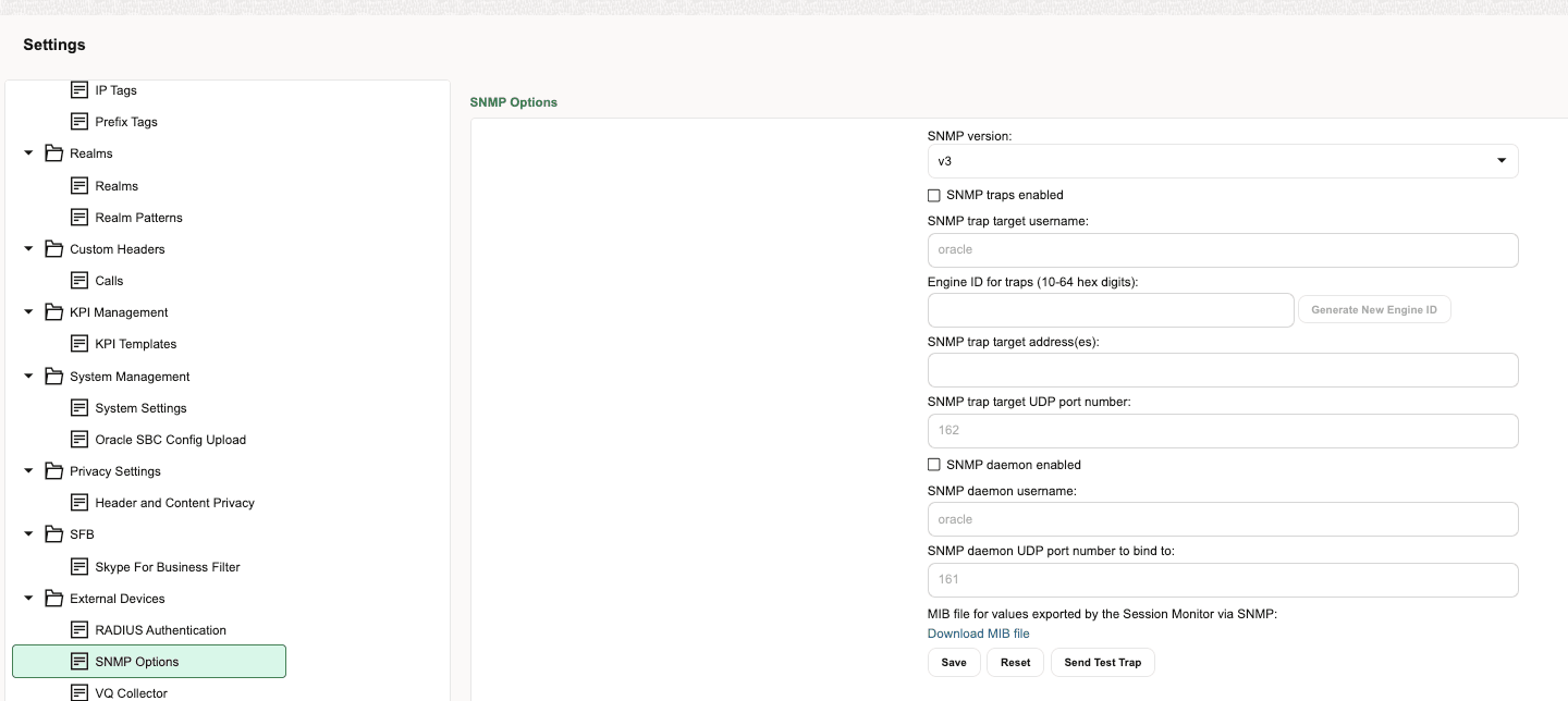 SNMP Traps Settings