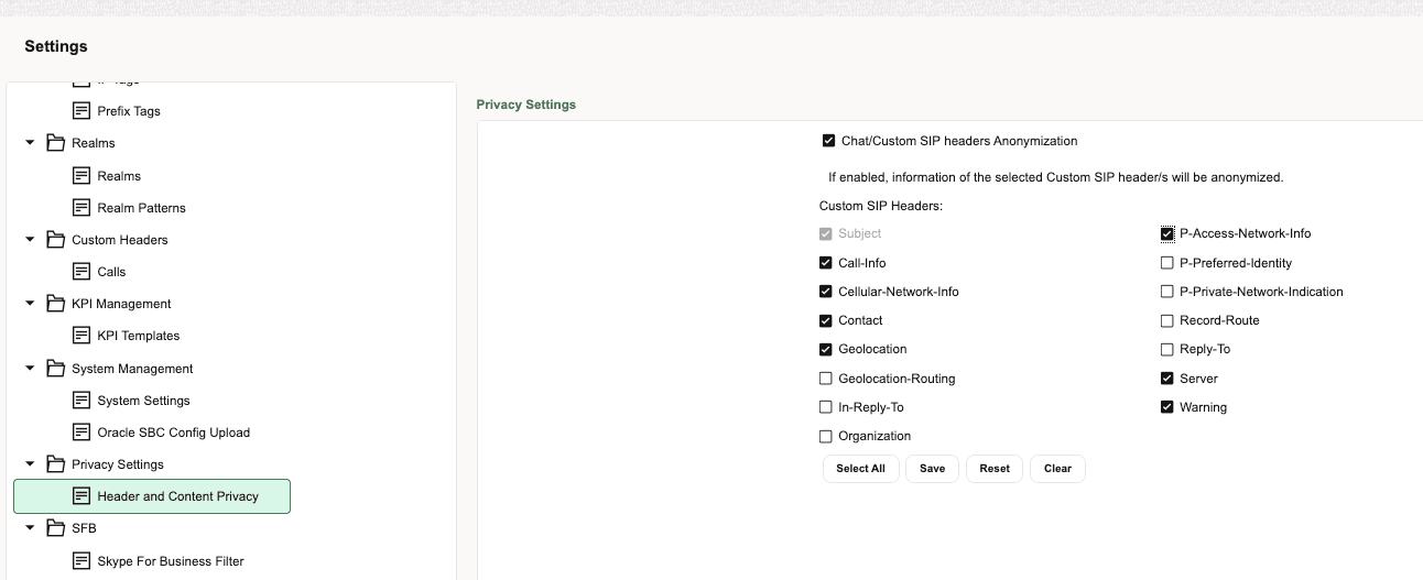 Header and Content Privacy