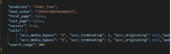 /me/getPagedCalls REST API response sample /me/getPagedCalls REST API response sample