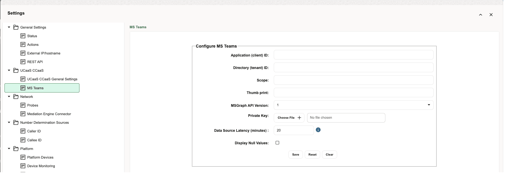 MS Teams Configuration