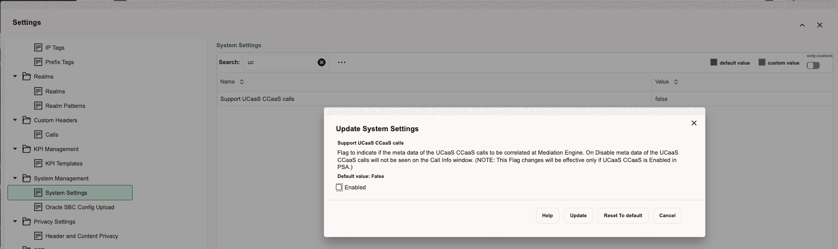 System Settings for UCaaS CCaaS