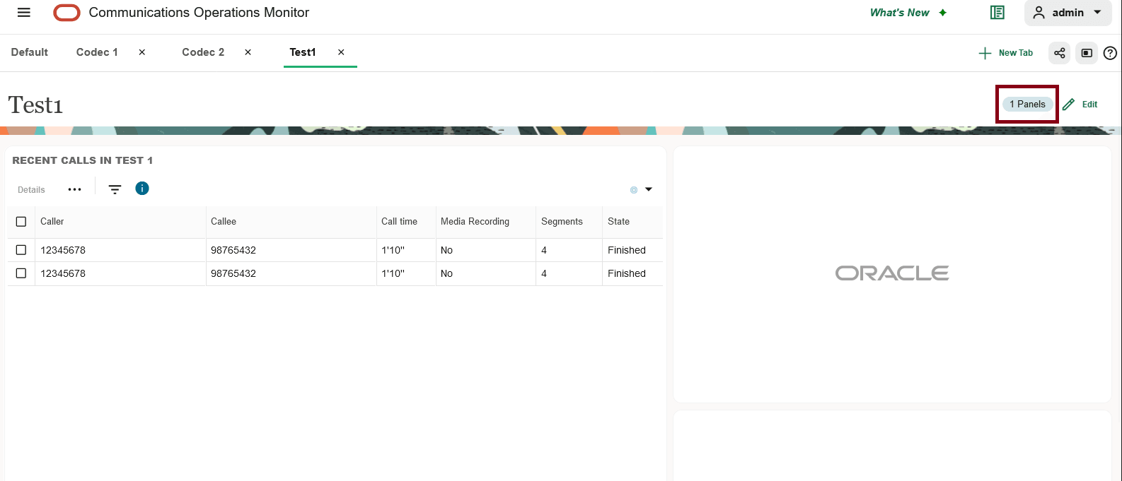 A new tab with a panel added