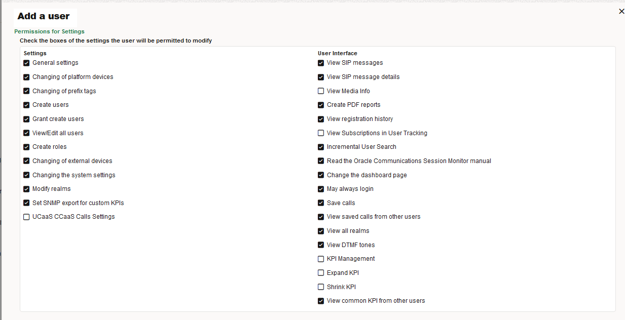 Permissions for Settings