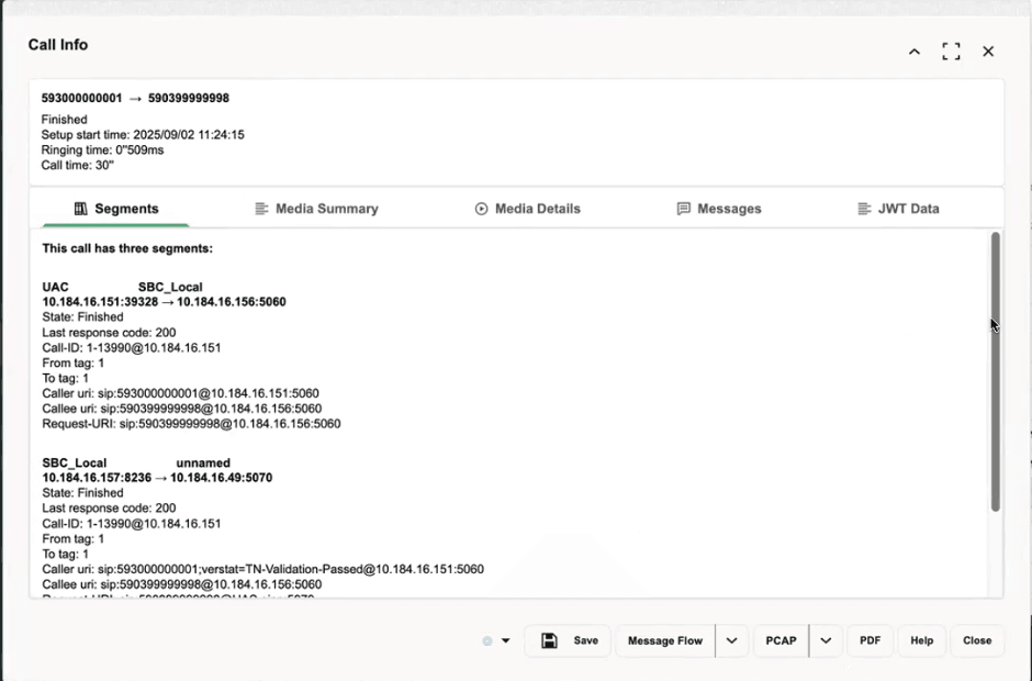 Call Info/Details Window