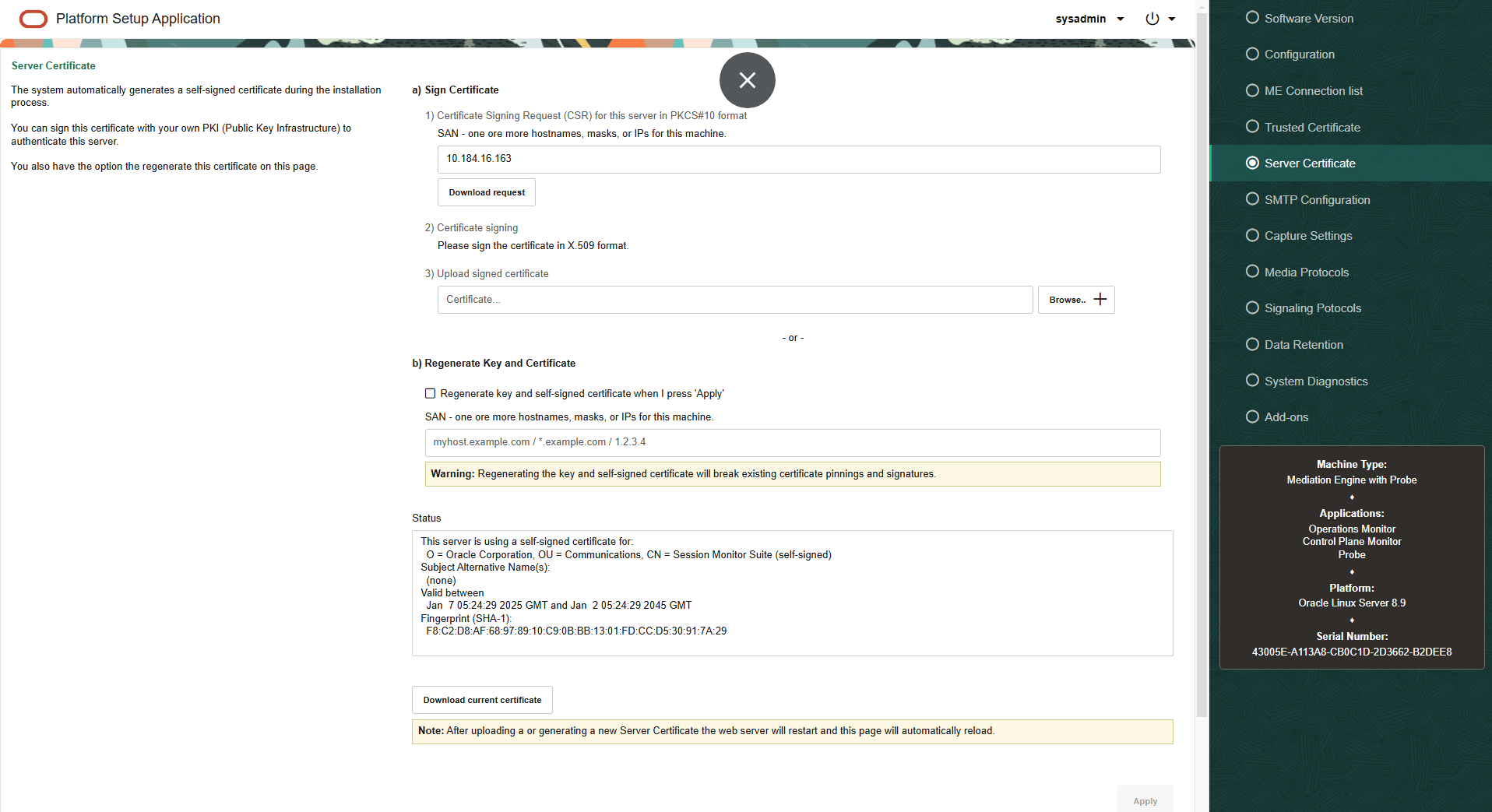 The figure shows the SAN components in the server certificate page.