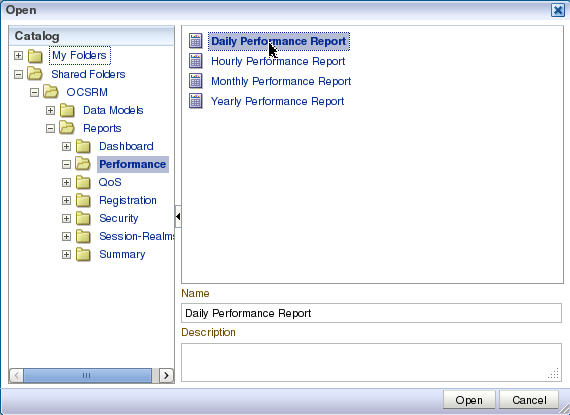 The figure shows the selection of a canned report.