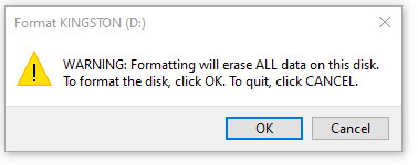 Image showing formatting warning
