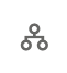 This icon has three circles connected to a line, with one circle on one side and the two circles on the other side.