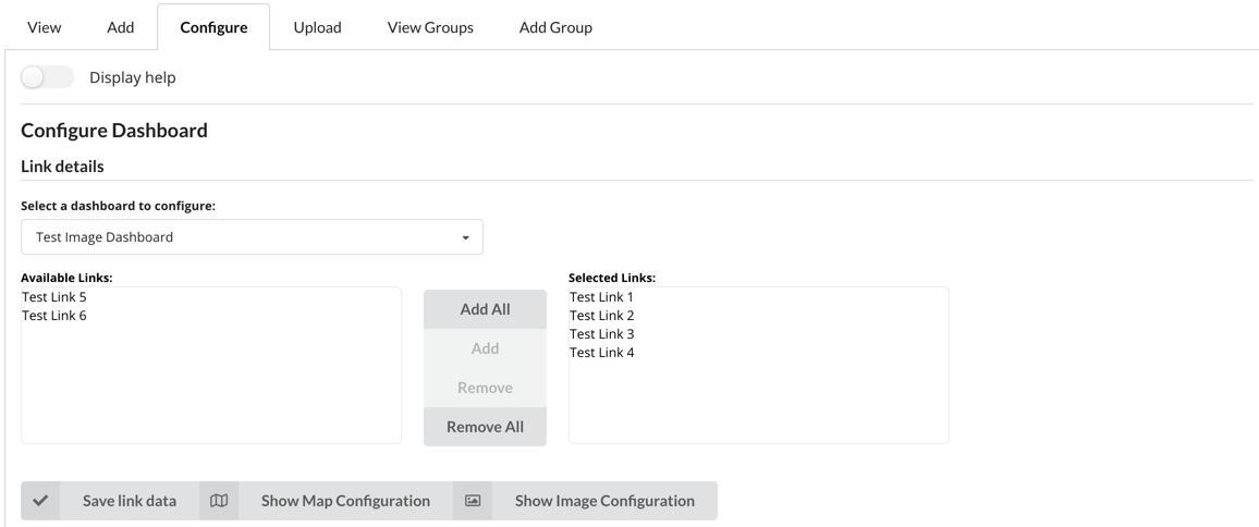 Dashboards Configure Links