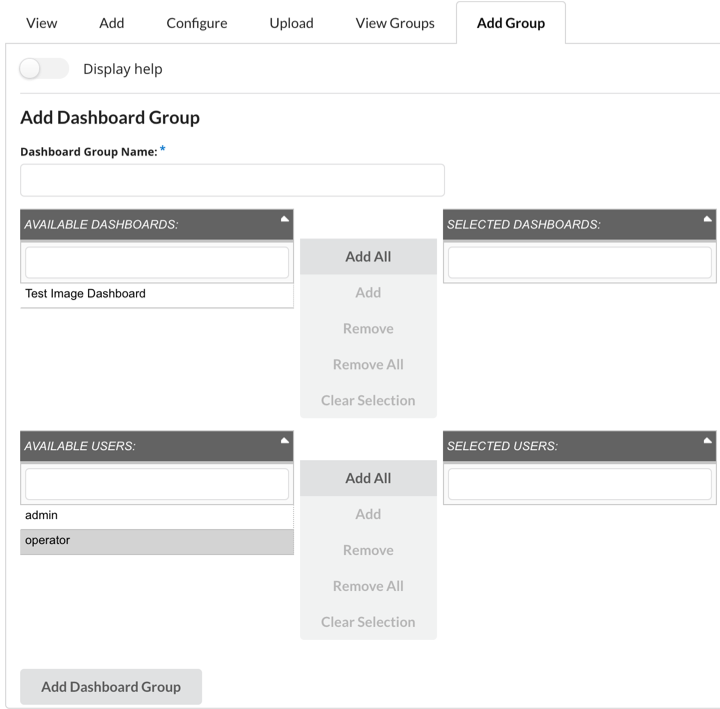 Dashboard Group Form