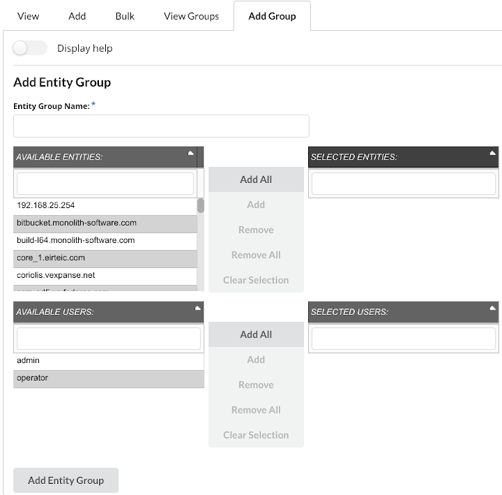 Entity Group Form