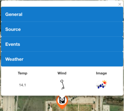 Marker Event Popup Weather Tab