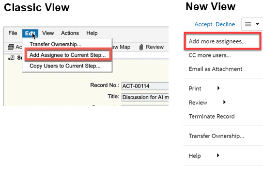 Add Assignee to Current Step Becomes Add More Assignees