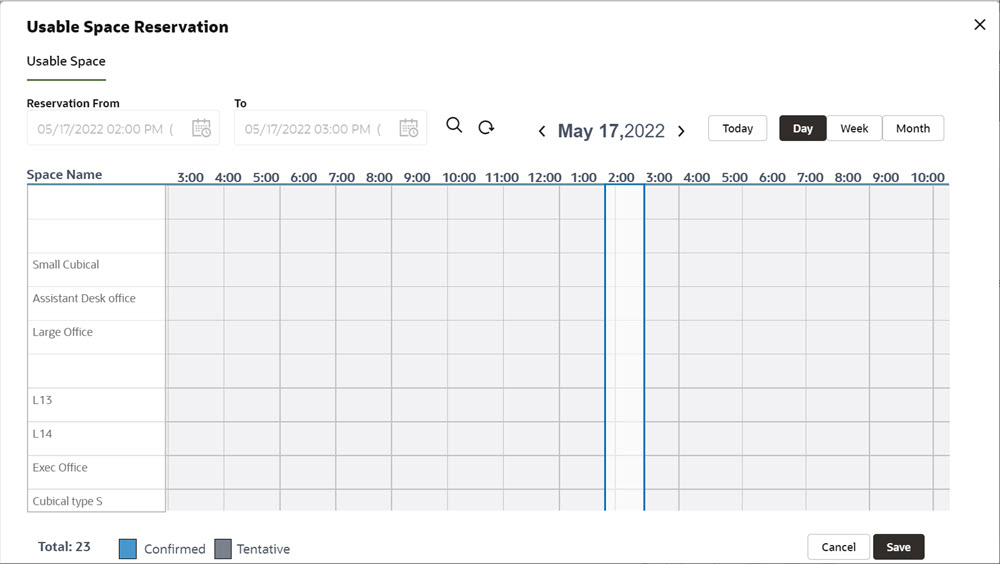 This is an example image of the reservation data picker.