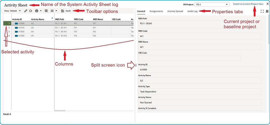 This image displays the various parts of the activity sheet.