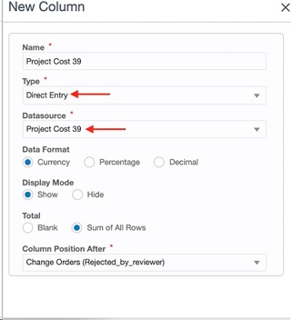 This image displays the new column window.