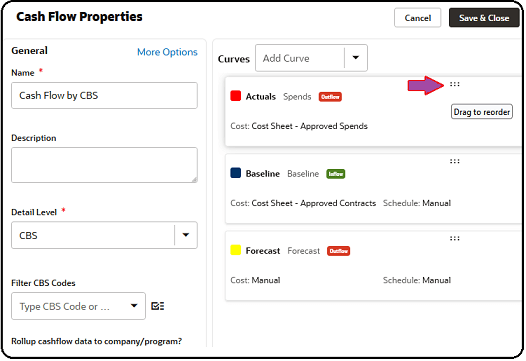 Cash Flow Properties Drag to reorder