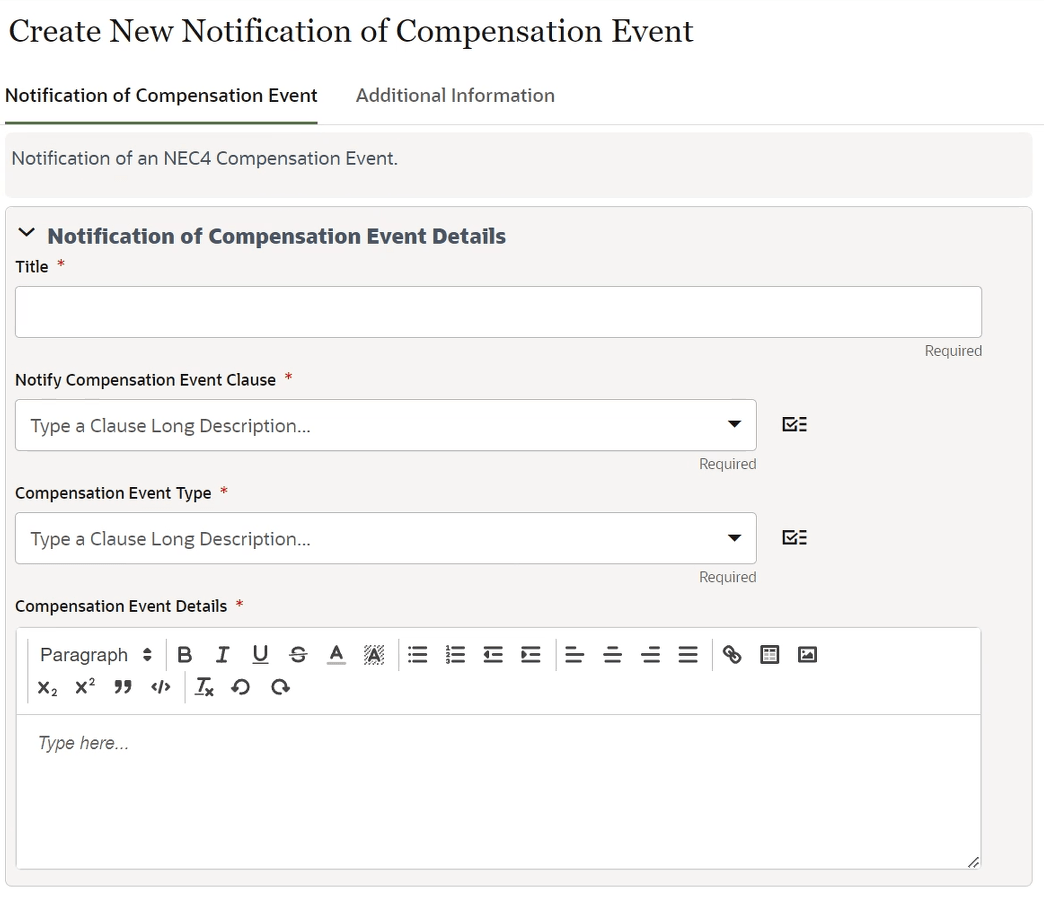Create new notification of compensation event image