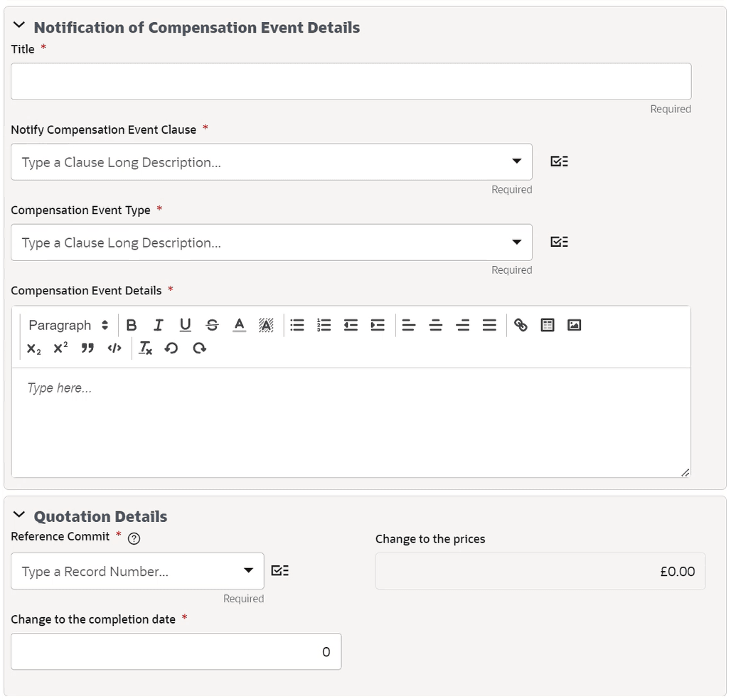 Notification of compensation event details