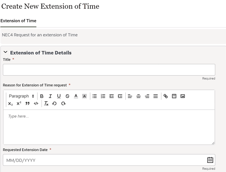 Extension of time details image