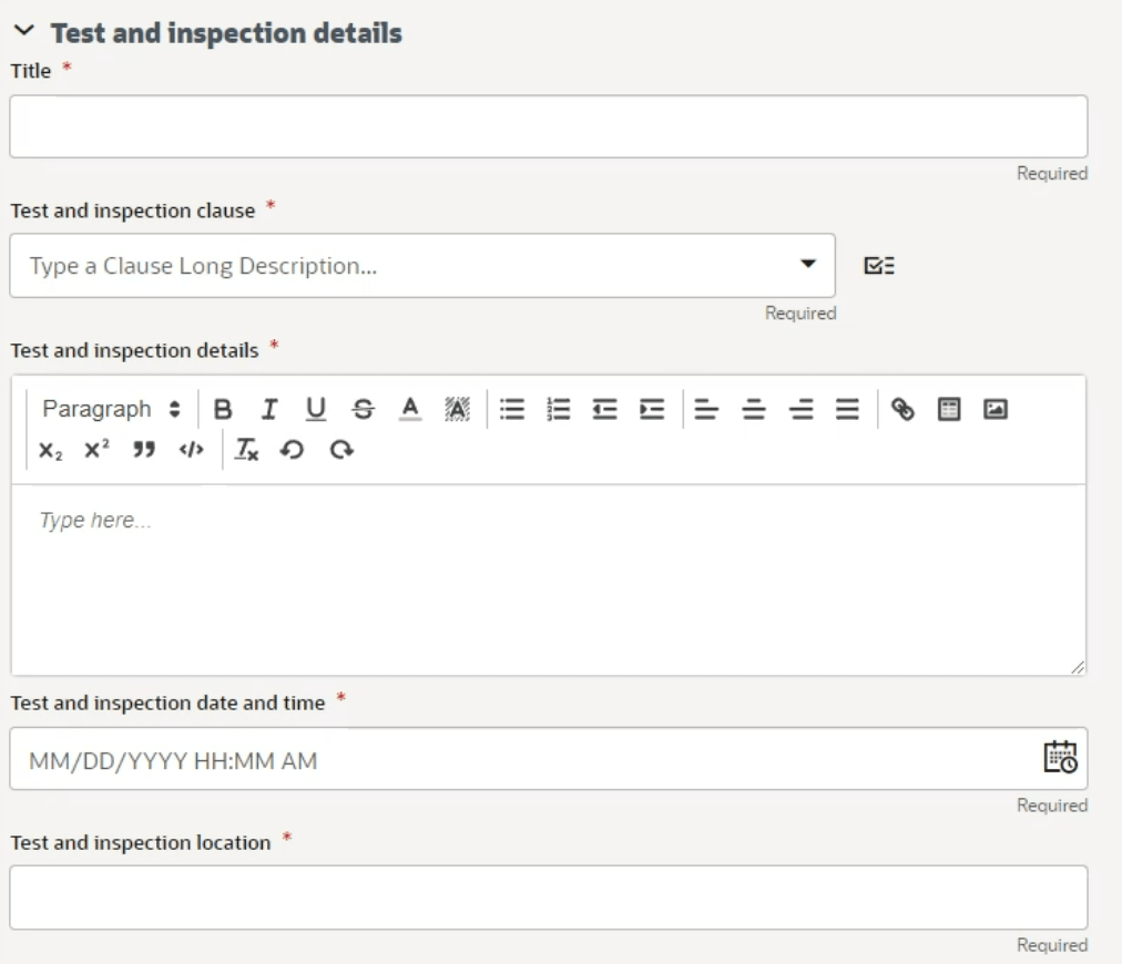 Test and inspection details image