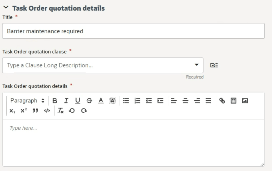 Task order quotation detail Barrier maintenance required image