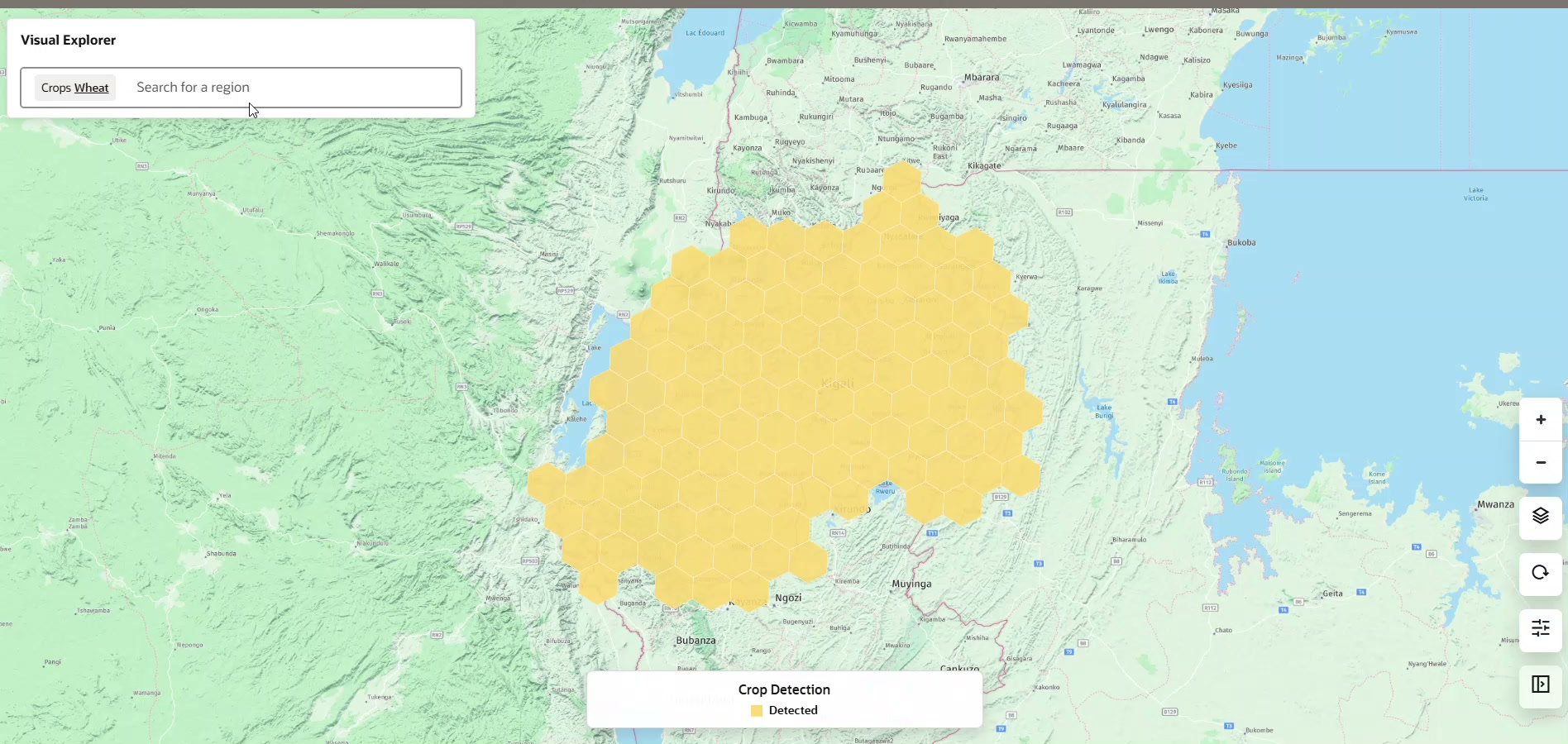 Crop Detection map with crop and region controls