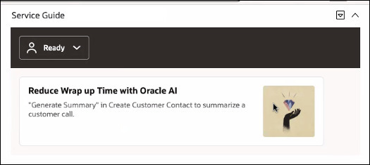Image of Service Guide zone in "Ready" status.