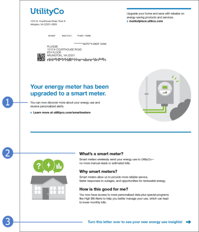 Image of an example front page of the printed introduction of the AMI customer education report