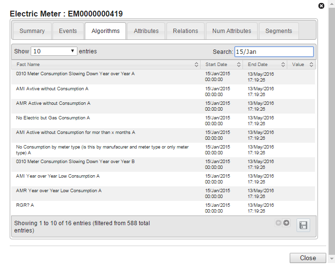 Additional details dialog box displaying detail tabs, and show number of entries, and header and footer controls