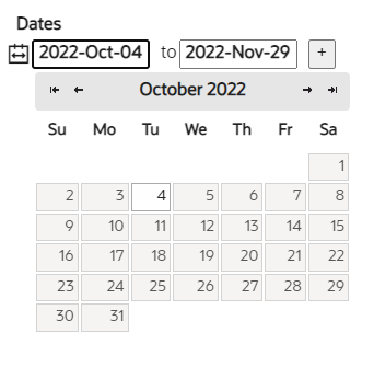 Selecting dates for custom filter