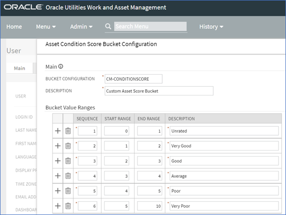 Example of defining the bucket value ranges for a bucket configuration