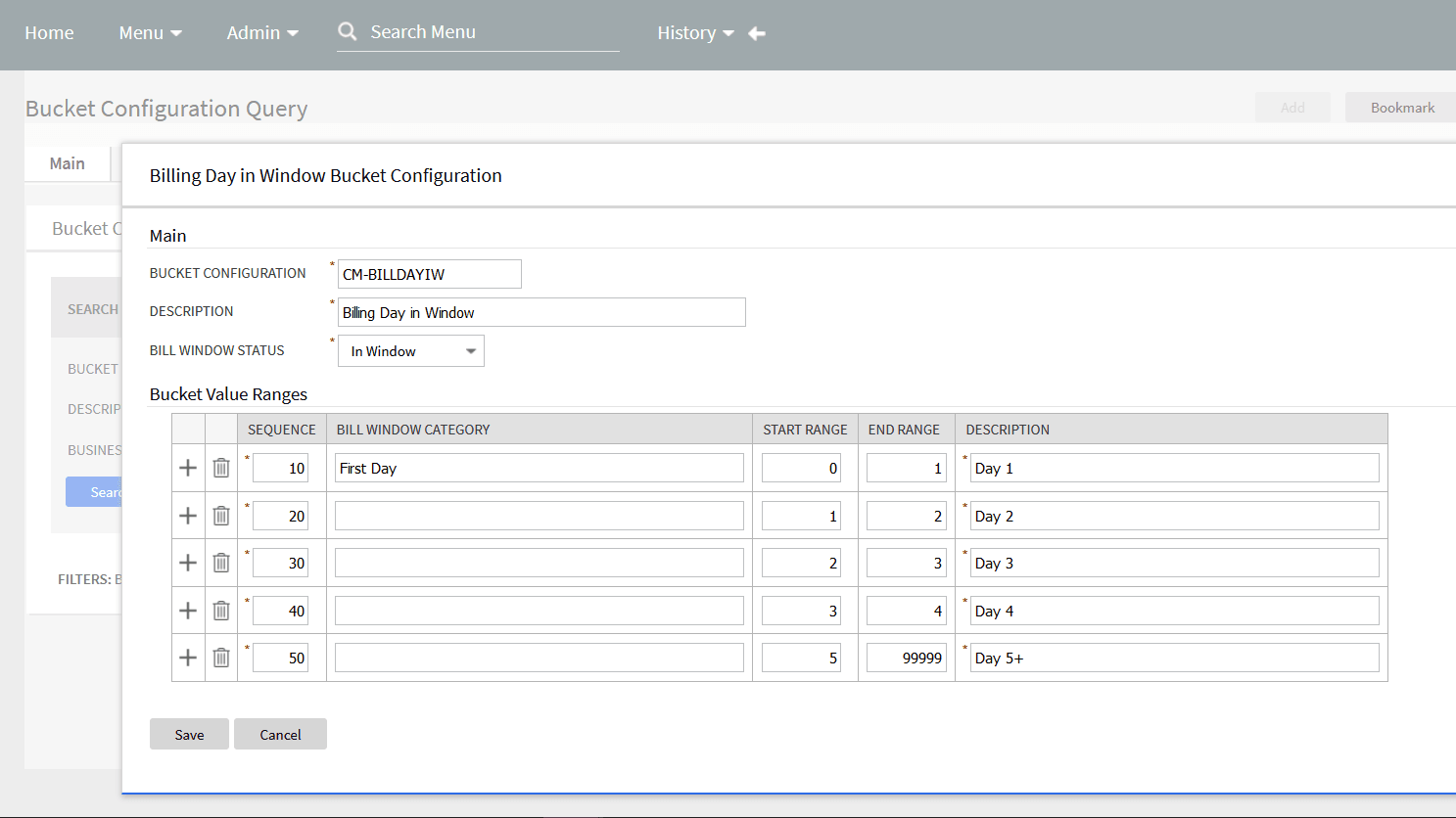 Example of defining the bucket value ranges for a bucket configuration Example of defining the bucket value ranges for a bucket configuration