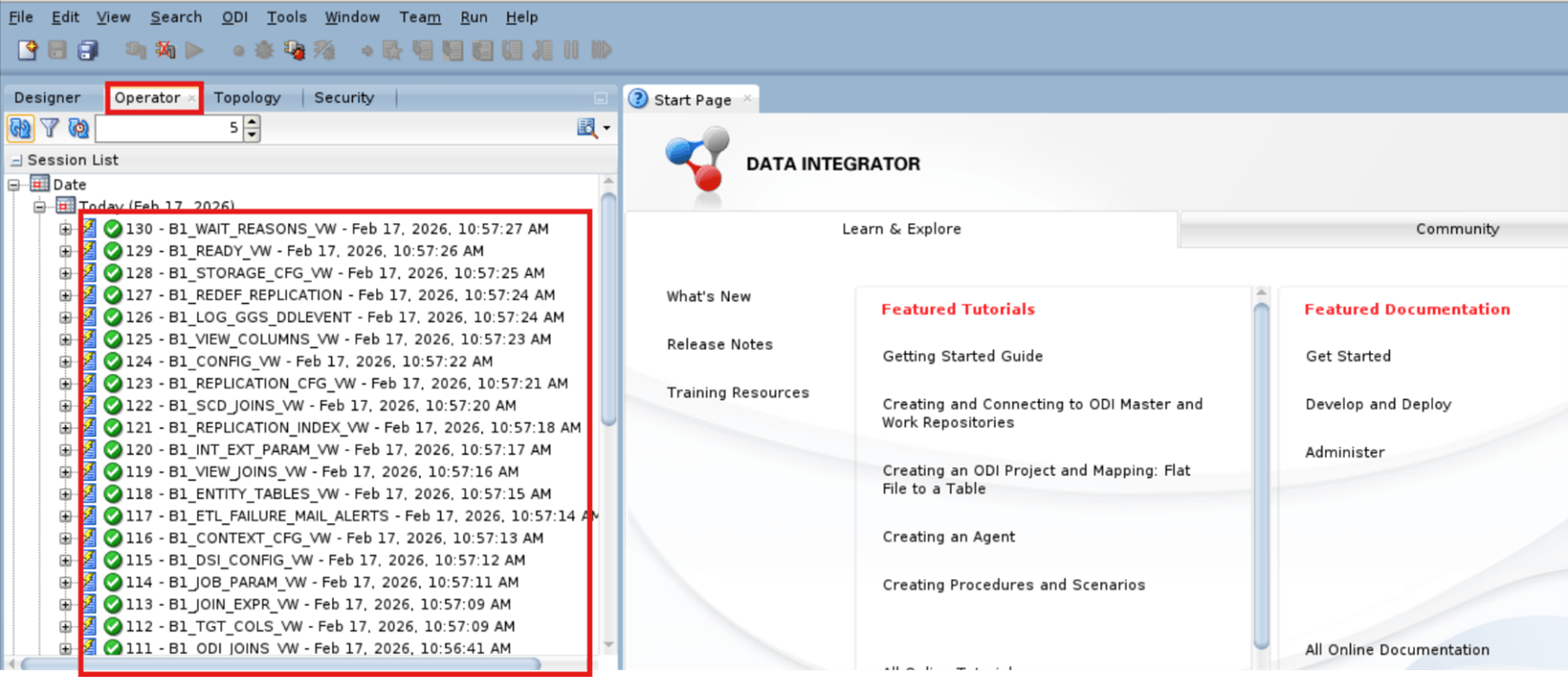 B1_IMPORT_OBJECTS Version 001 Completion Status
