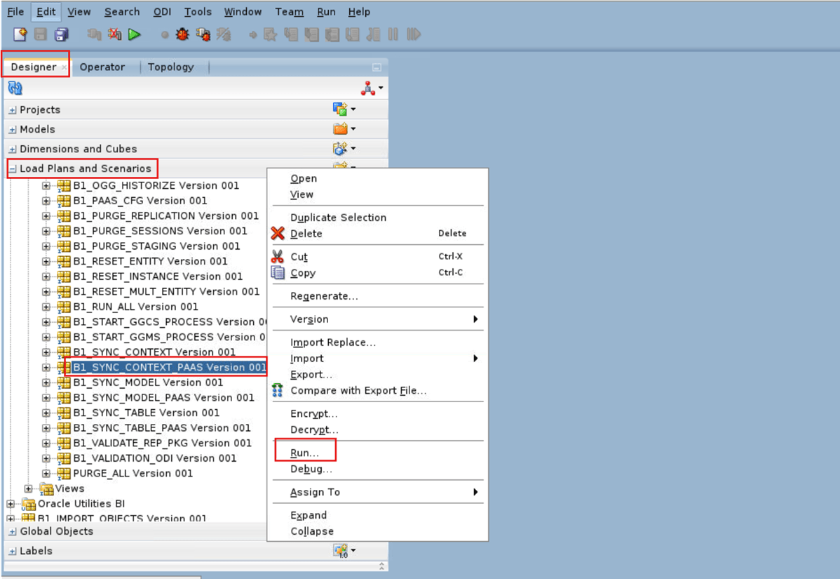 B1_SYNC_CONTEXT_PAAS Run Navigation