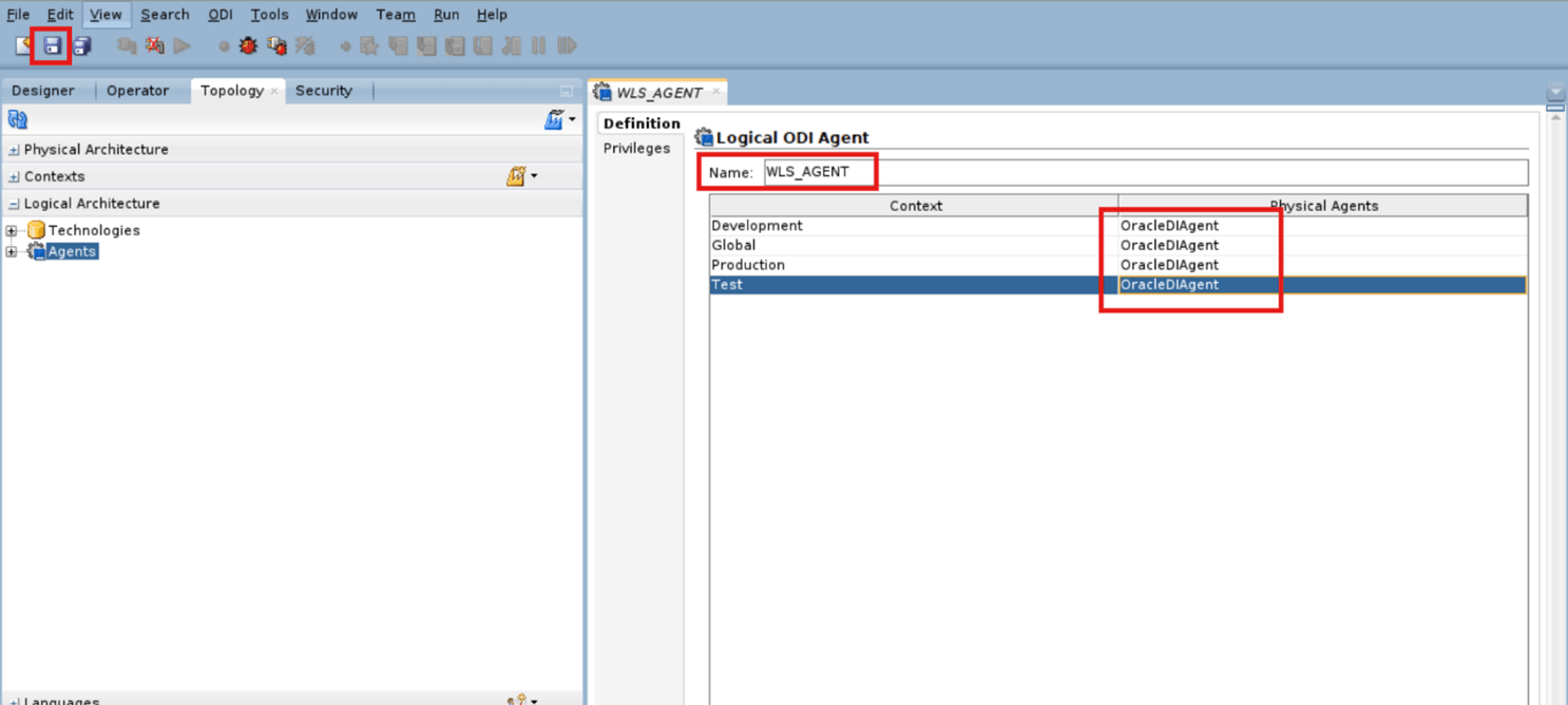 Enter the logical agent details and map it to physical agents using Contexts.
