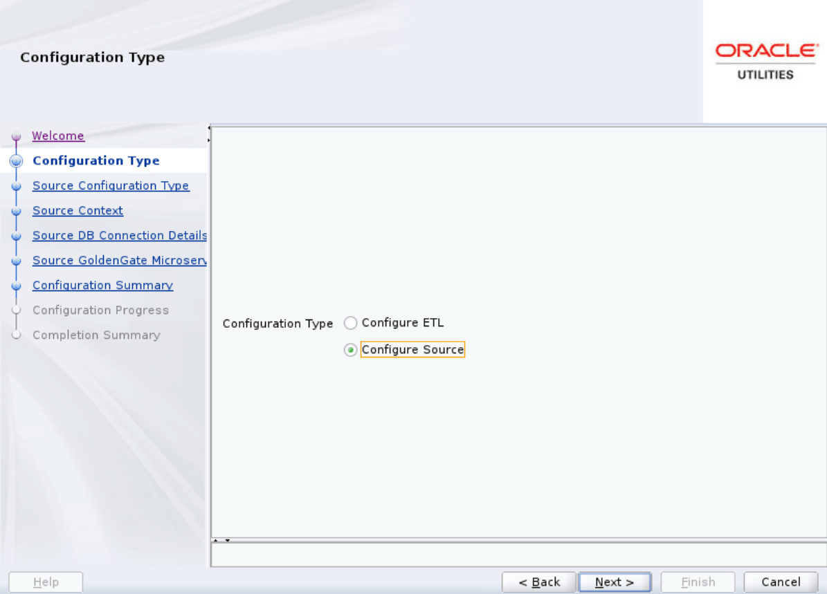 Configuration Engine page, Configuration Type screen. Configure Source is the third and last option.