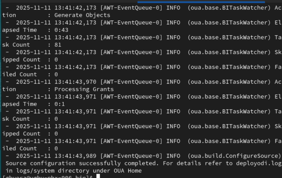 Example Source Config Log File in Terminal