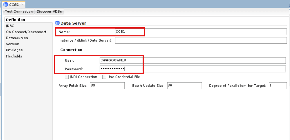 Enter the physical data server details.