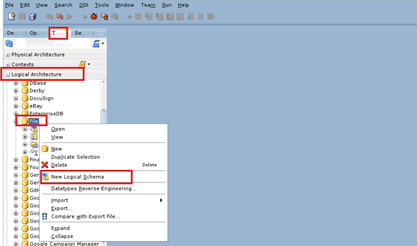 Create a logical schema (File).