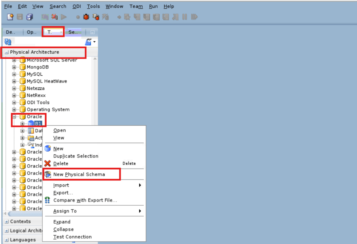 Create physical schema for created physical server.