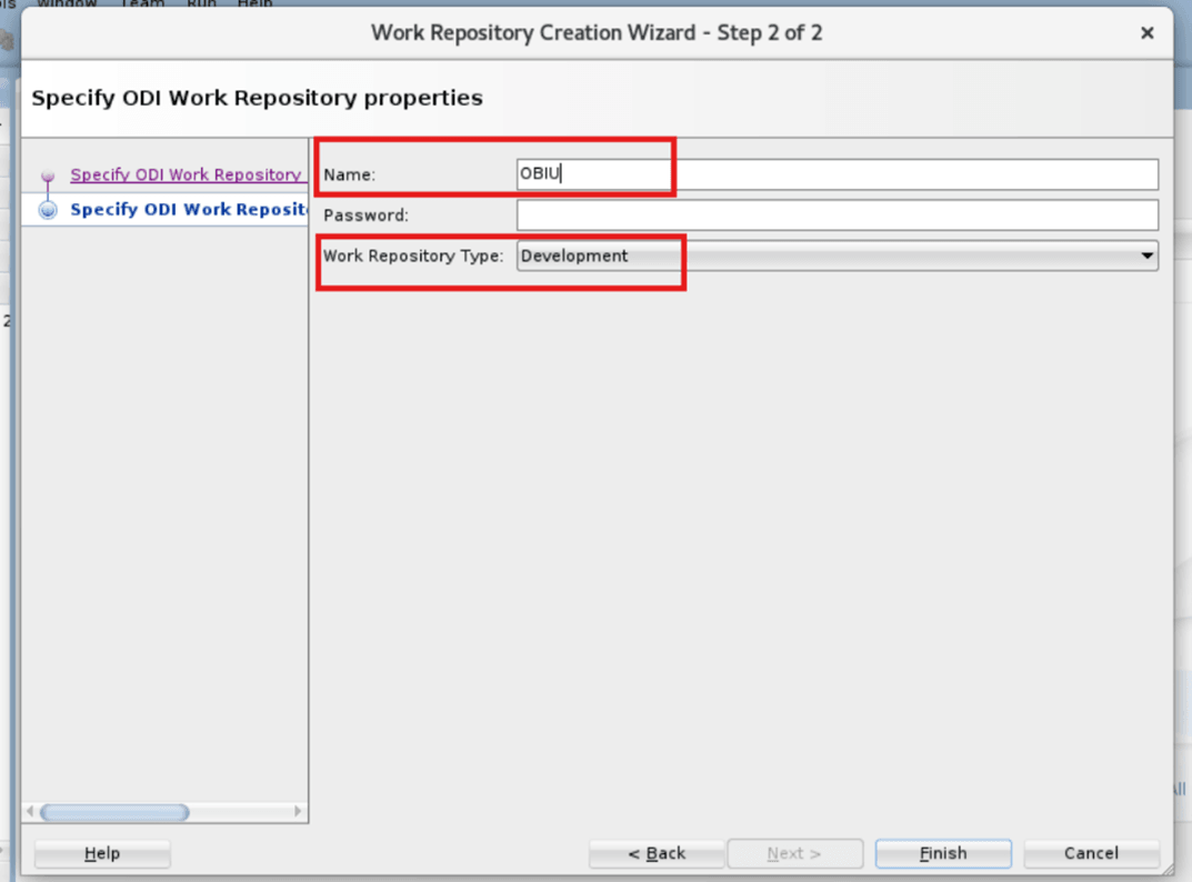 Enter the ODI Work Repository details.