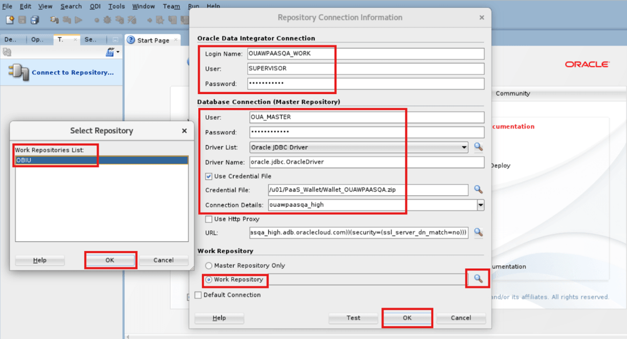 Enter the OUA Master and ADB detail.