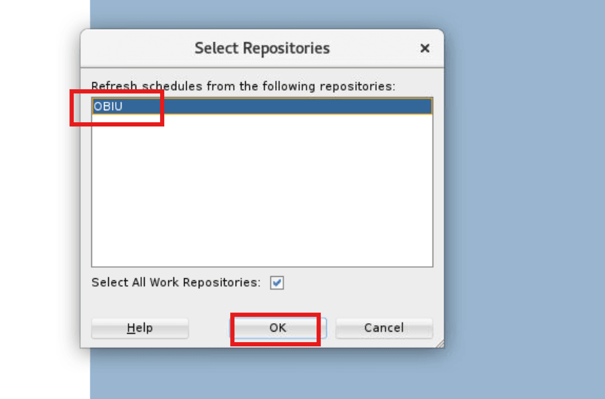 Select the repositories from which to refresh the schedules.