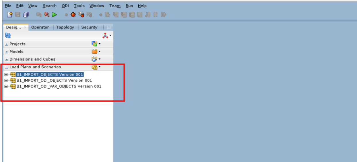 List of imported scenarios.