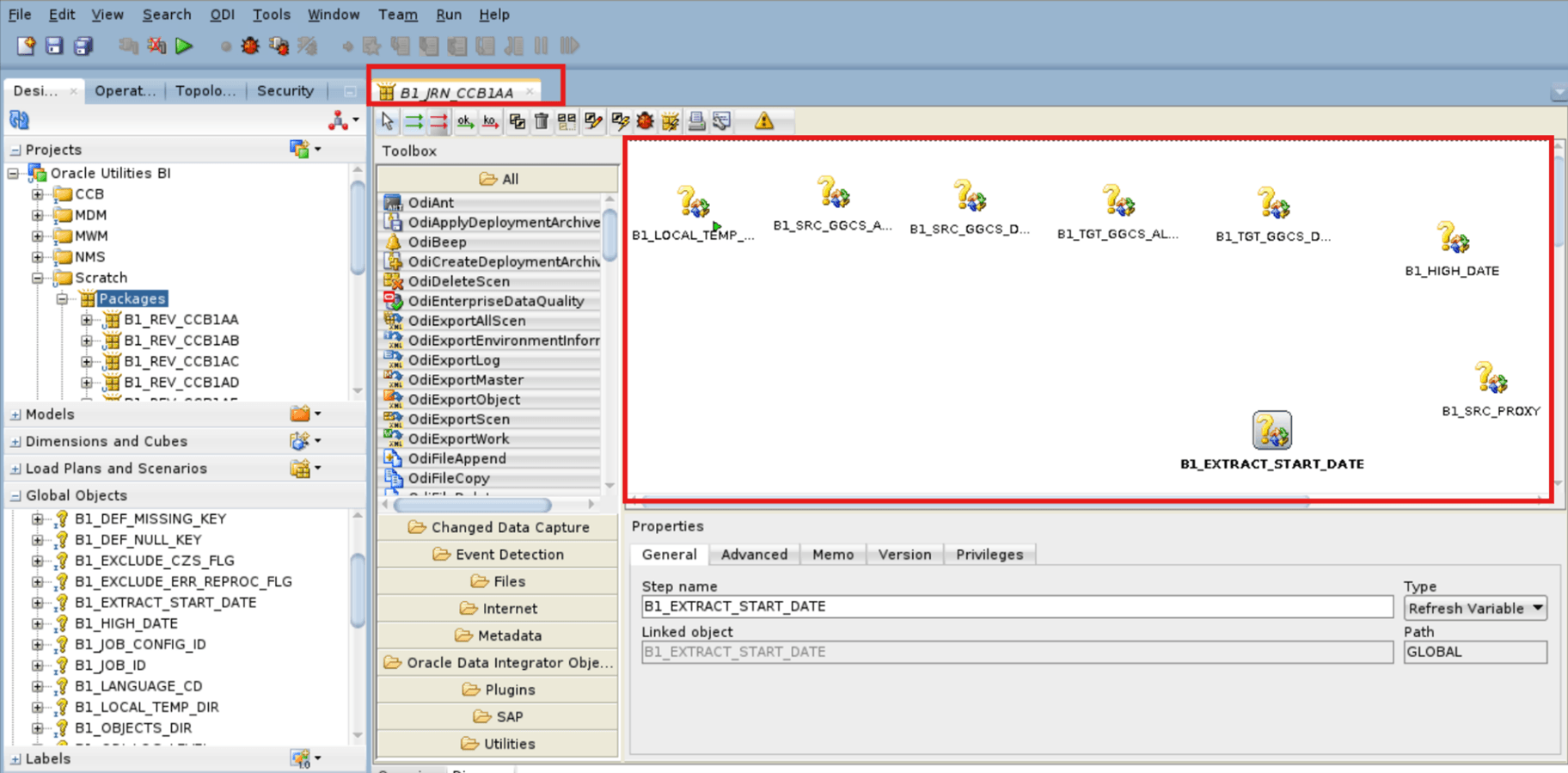 Drag and drop global variables to the JRN package.