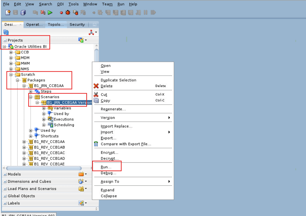JRN Package Scenario Run Navigation