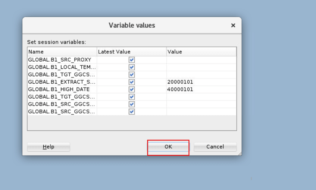 JRN Package Scenario Variables Values