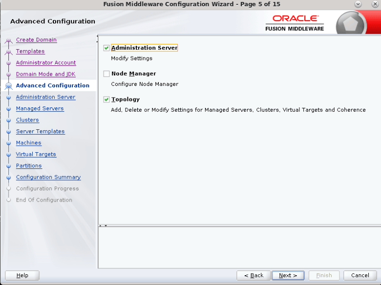 Advanced Configuration screen shows three options with their respective checkboxes.