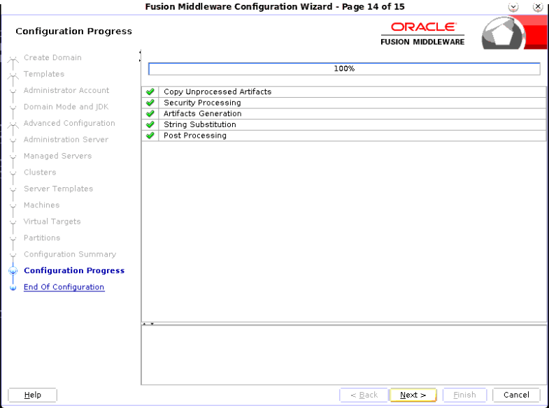 This screen shows the configuration's progress percentage.